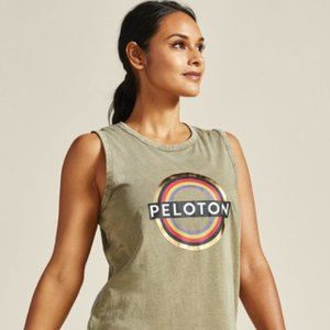 Peloton Olive Side Slit Muscle Tank Medium
